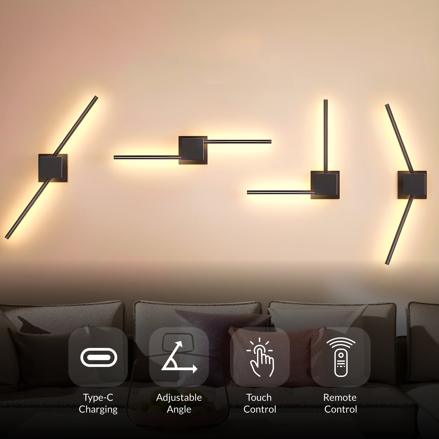 Angular Magnetic Charging Battery Operated Wall Sconce