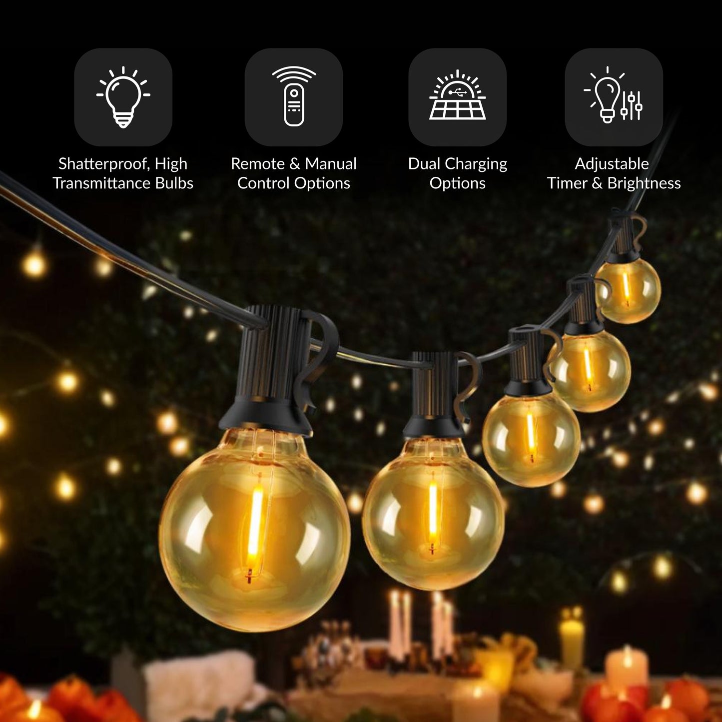 Sphere Solar Powered String Lights
