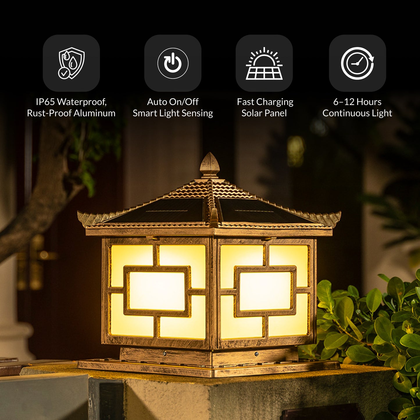 Pagoda Solar Powered Pillar Light