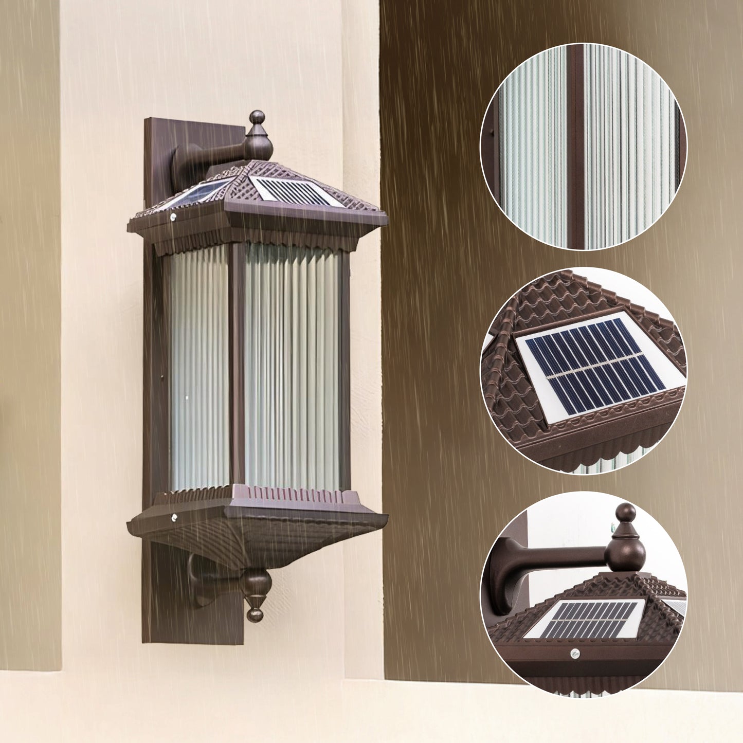Ribbed Solar Powered Wall Sconce
