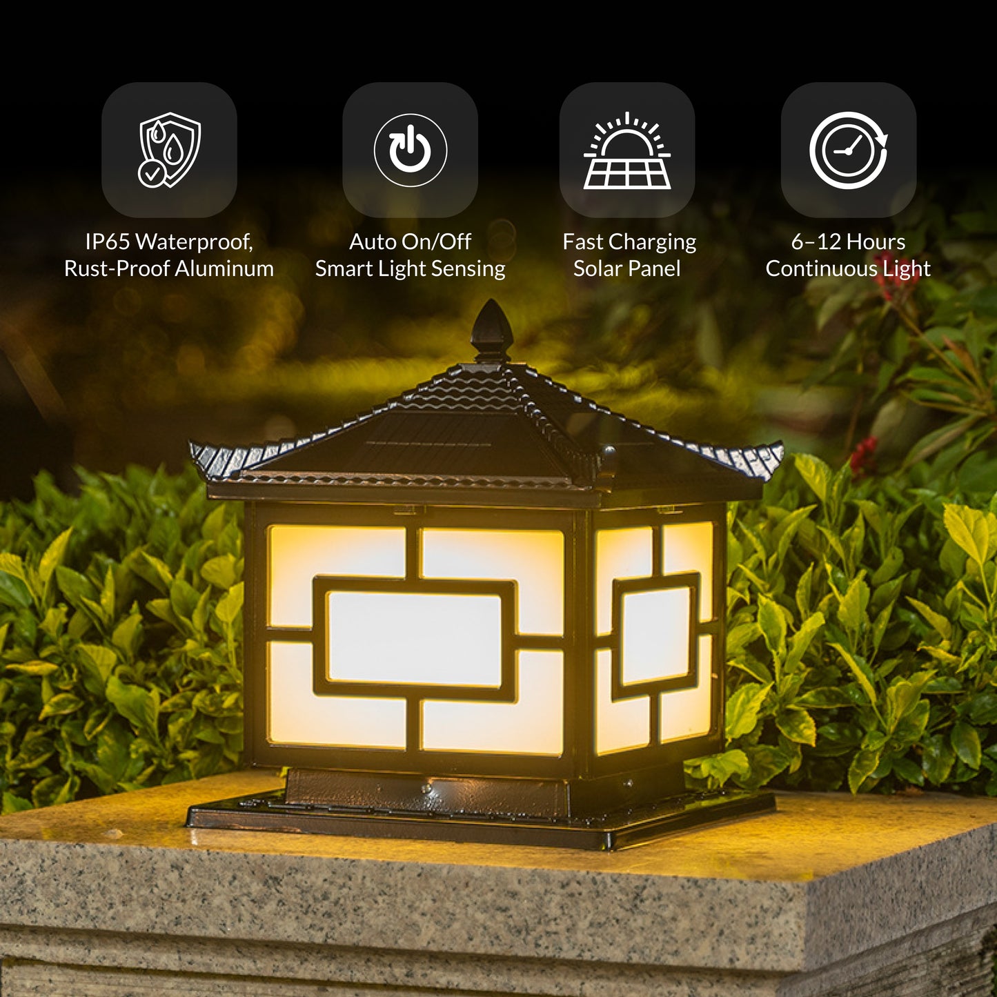 Pagoda Solar Powered Pillar Light