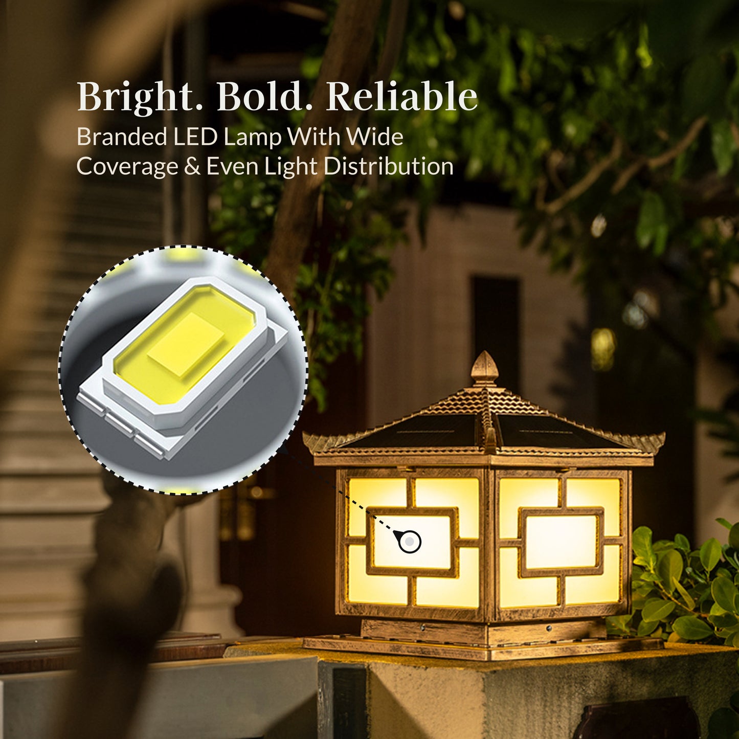 Pagoda Solar Powered Pillar Light