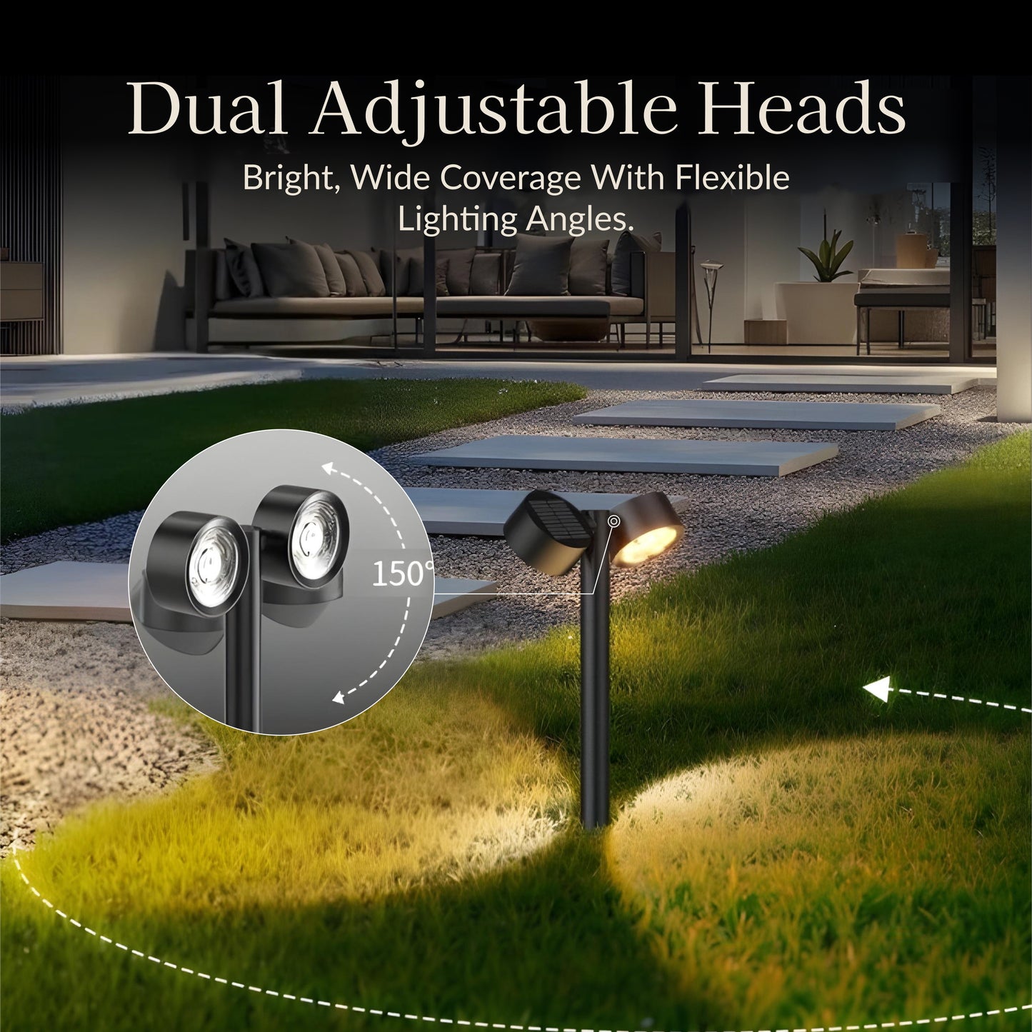 DualBeam Solar Powered Landscape Spotlight