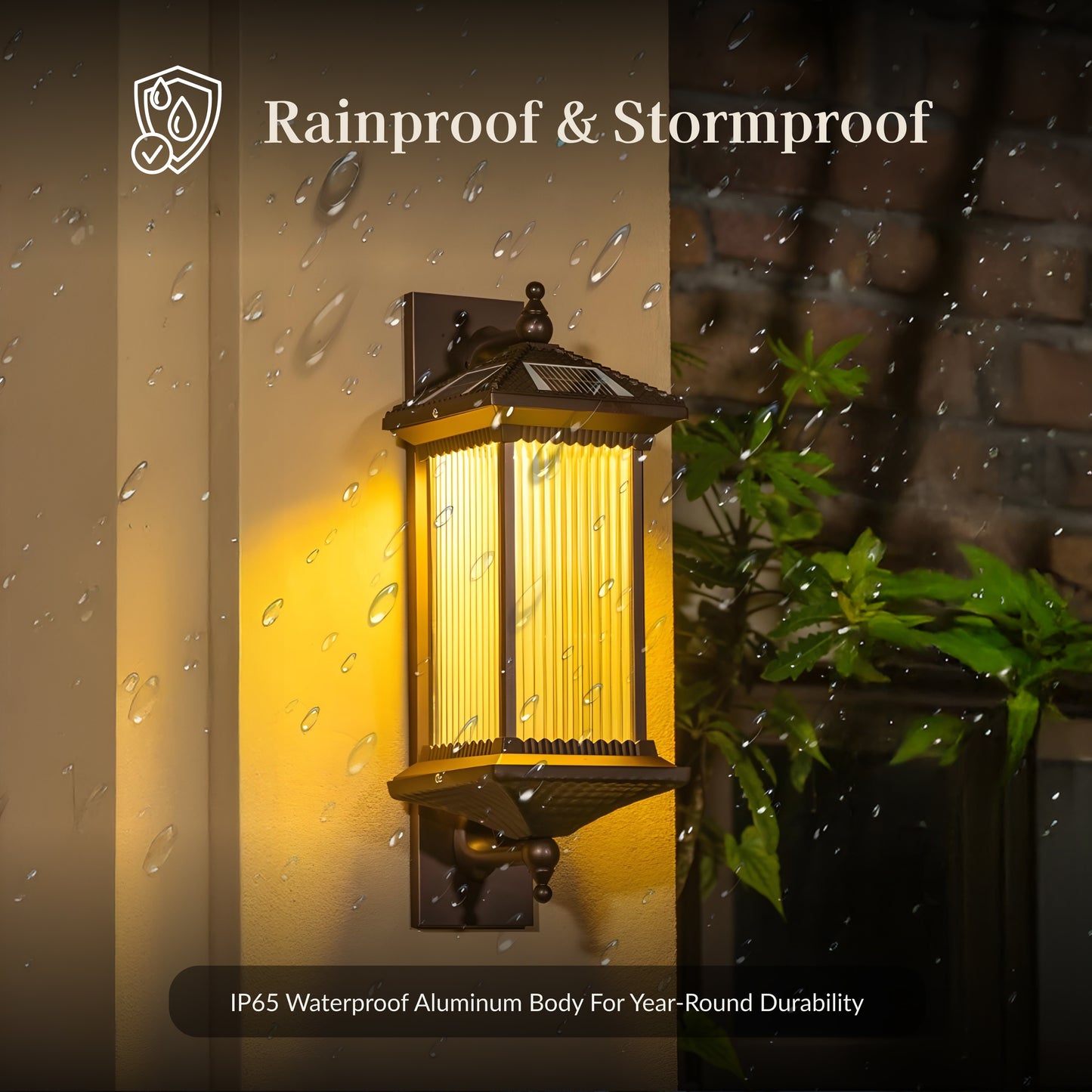 Ribbed Solar Powered Wall Sconce