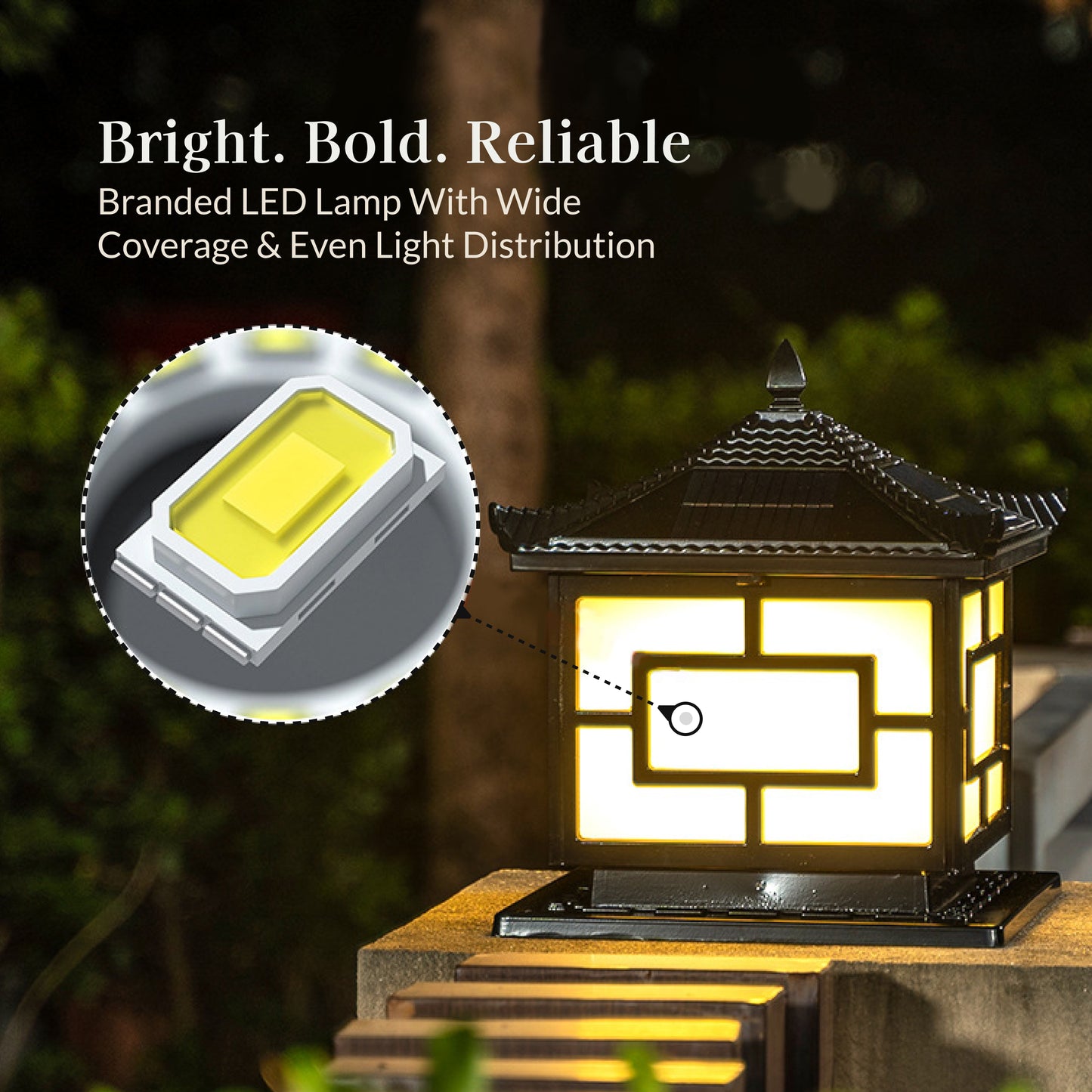 Pagoda Solar Powered Pillar Light