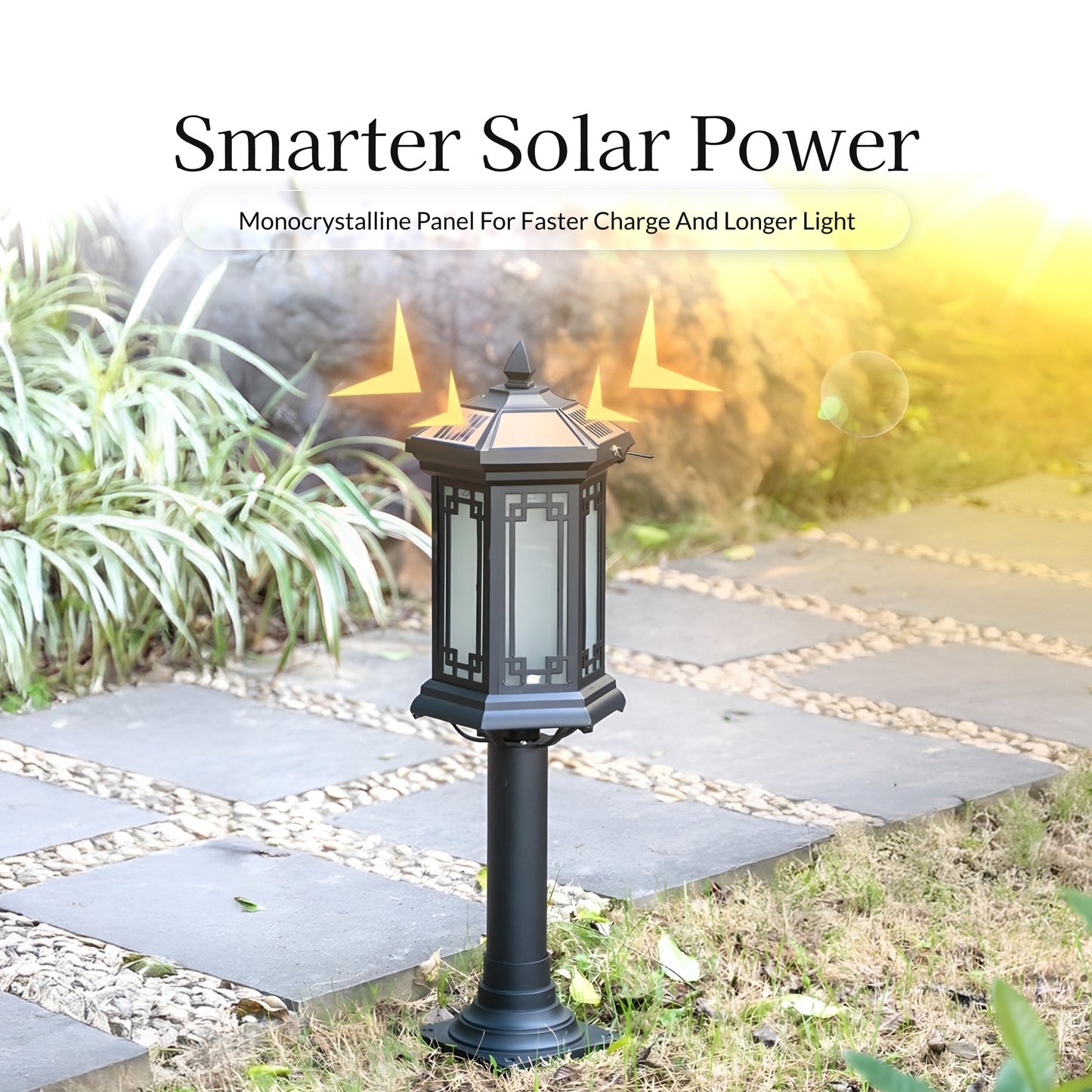 Hex Lantern Solar Powered Post Light