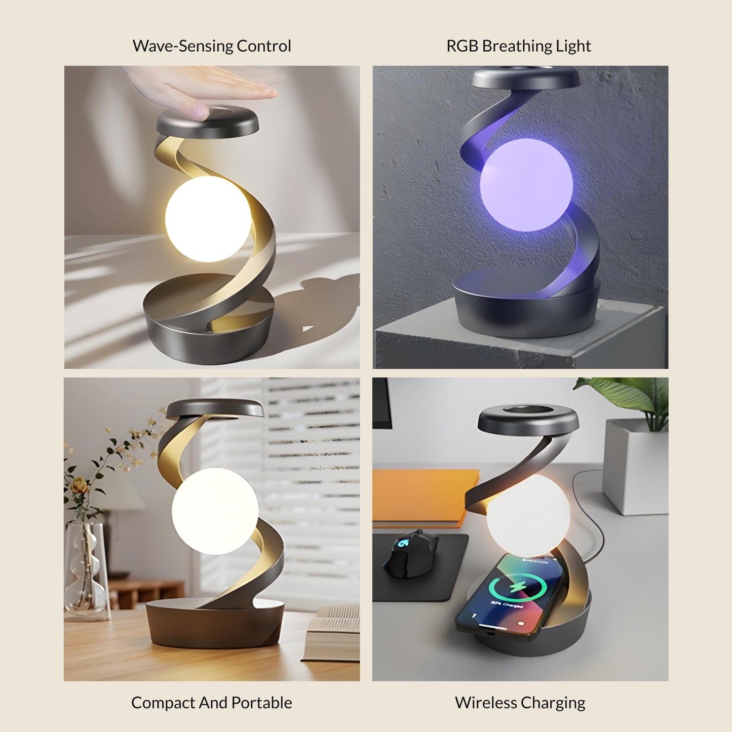 Spiral Wireless Charging Table Lamp