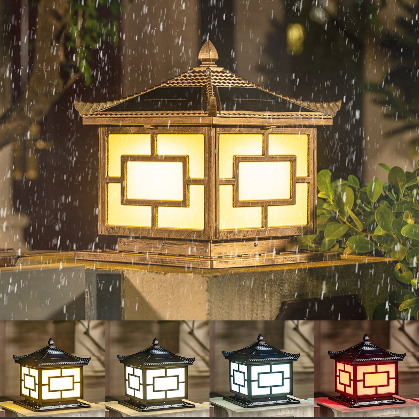 Pagoda Solar Powered Pillar Light