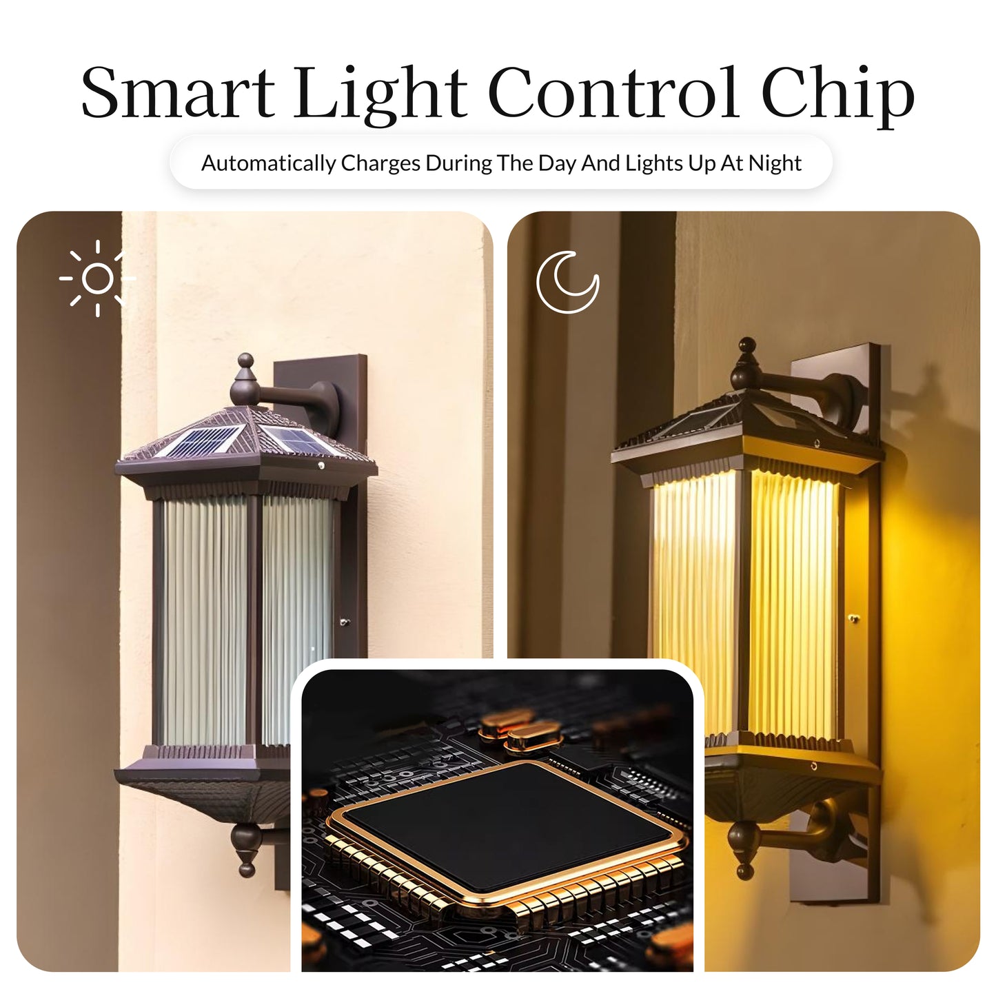 Ribbed Solar Powered Wall Sconce