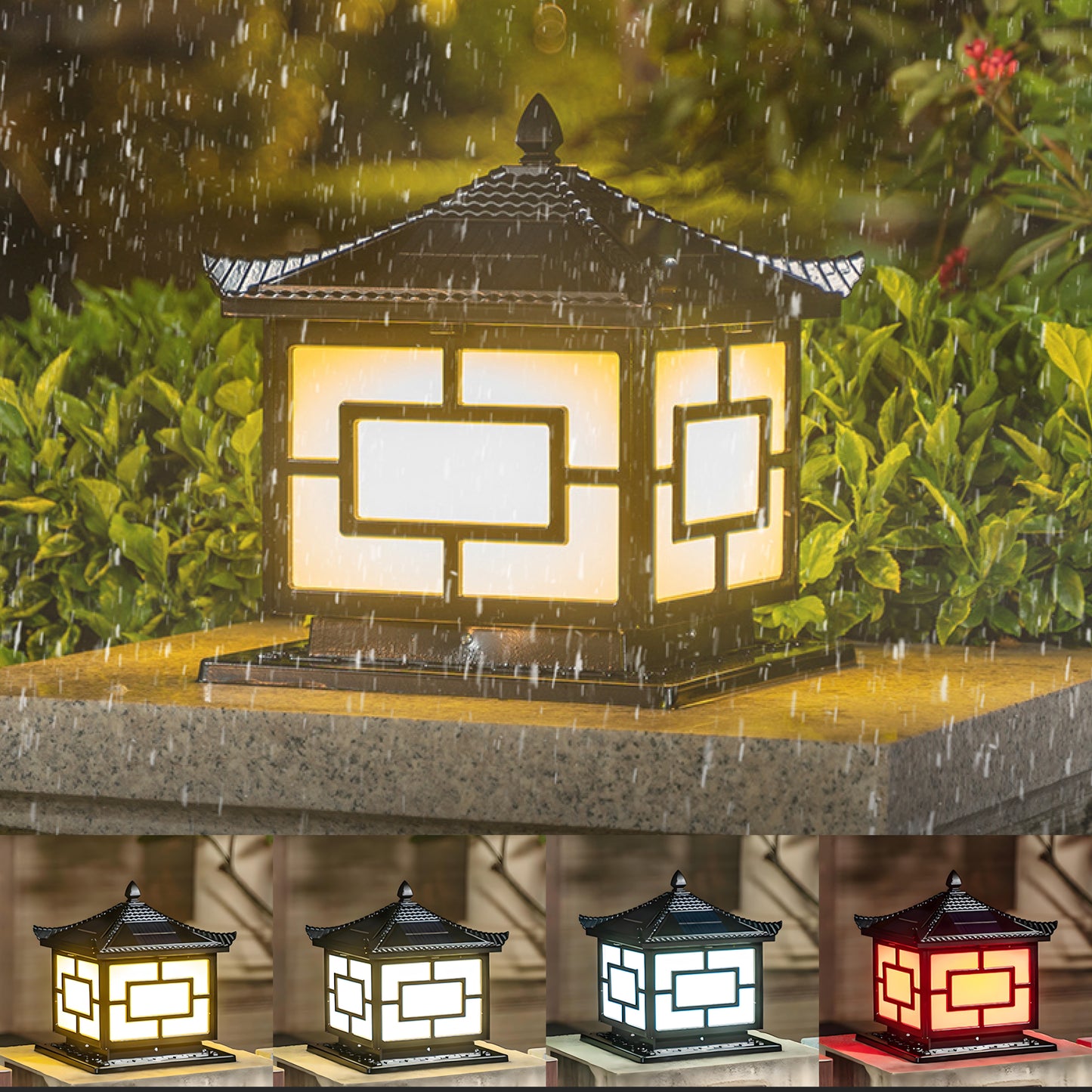 Pagoda Solar Powered Pillar Light