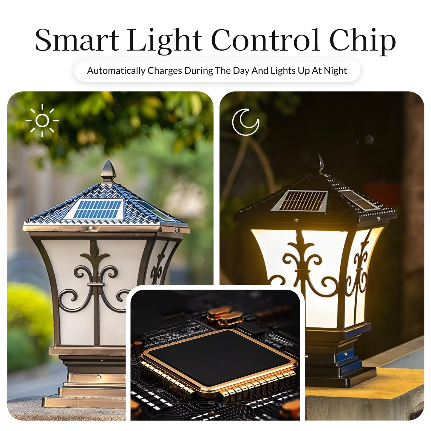 Vintage Scroll Solar Powered Post Light