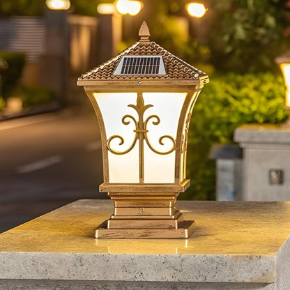 Vintage Scroll Solar Powered Post Light