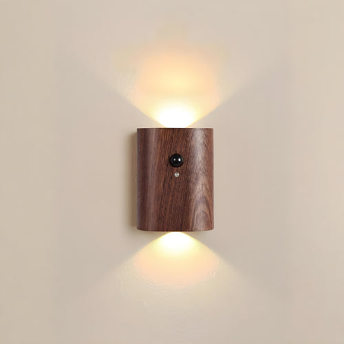 Walnut-Curve Motion Sensing Wall Sconce