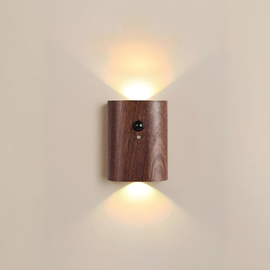 Walnut-Curve Motion Sensing Wall Sconce