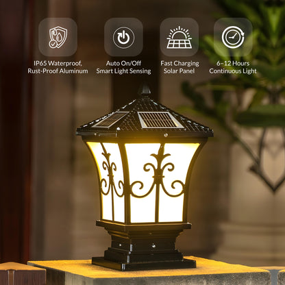 Vintage Scroll Solar Powered Post Light
