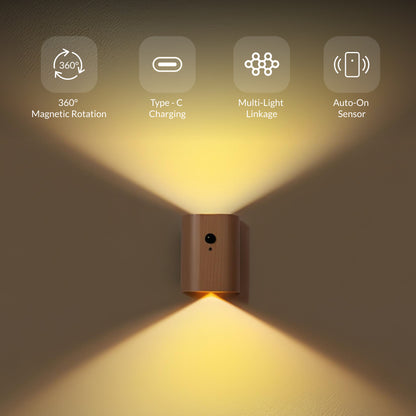 Walnut-Curve Motion Sensing Wall Sconce