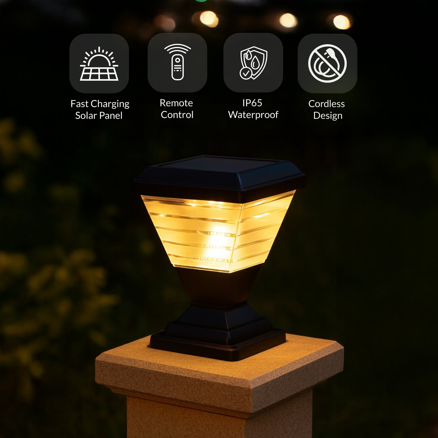 Facet Solar Powered Post Cap Light
