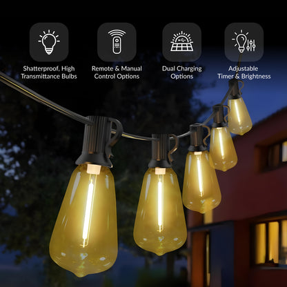 Teardrop Solar Powered Bistro String Lights