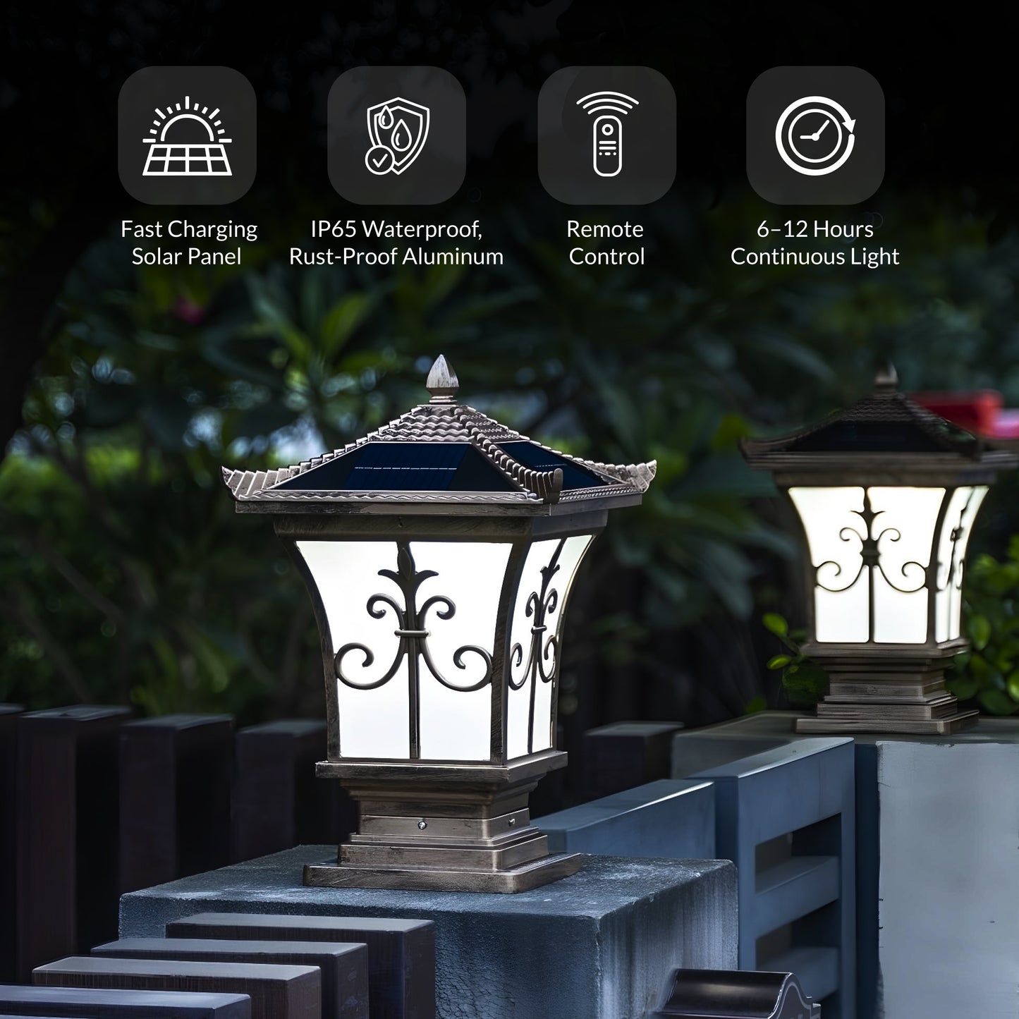 Pagoda Solar Powered Post Cap Light