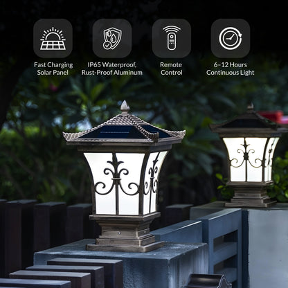 Pagoda Solar Powered Post Cap Light