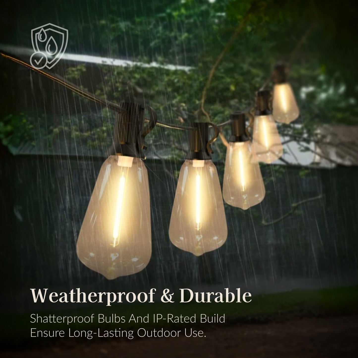 Teardrop Solar Powered Bistro String Lights