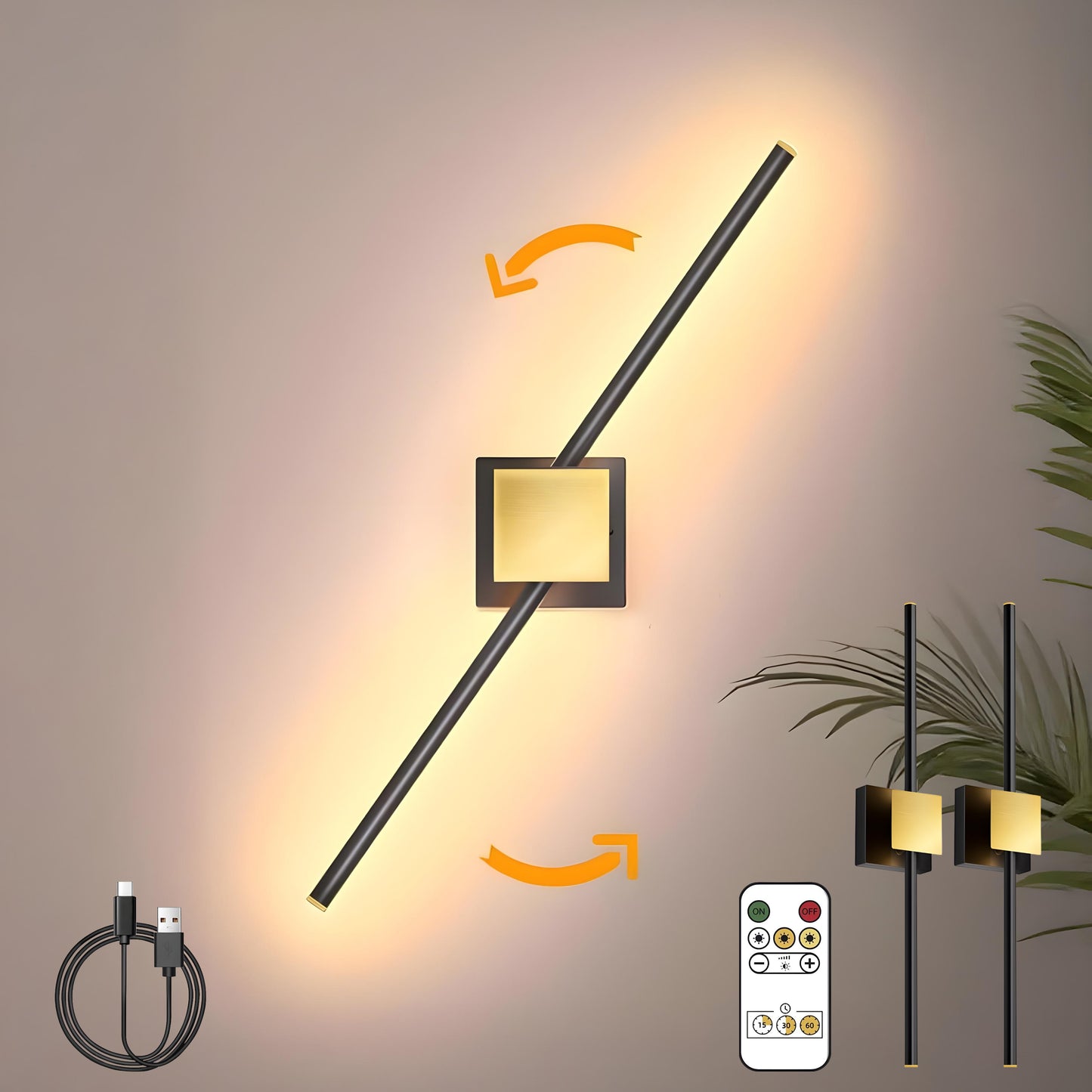 Angular Magnetic Charging Battery Operated Wall Sconce