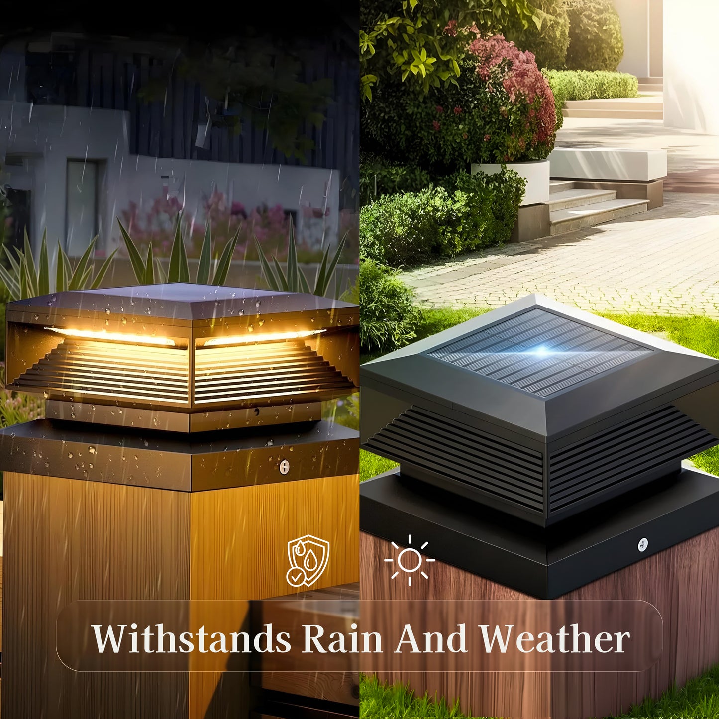 Angular Solar Powered Post Cap Light