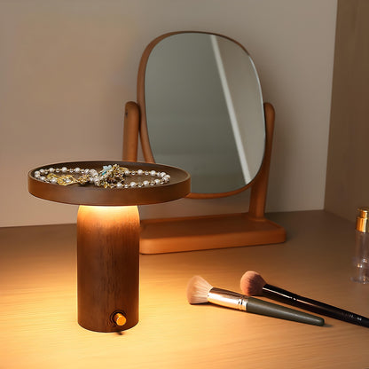 Walnut Cylinder Solid Wood Table Lamp