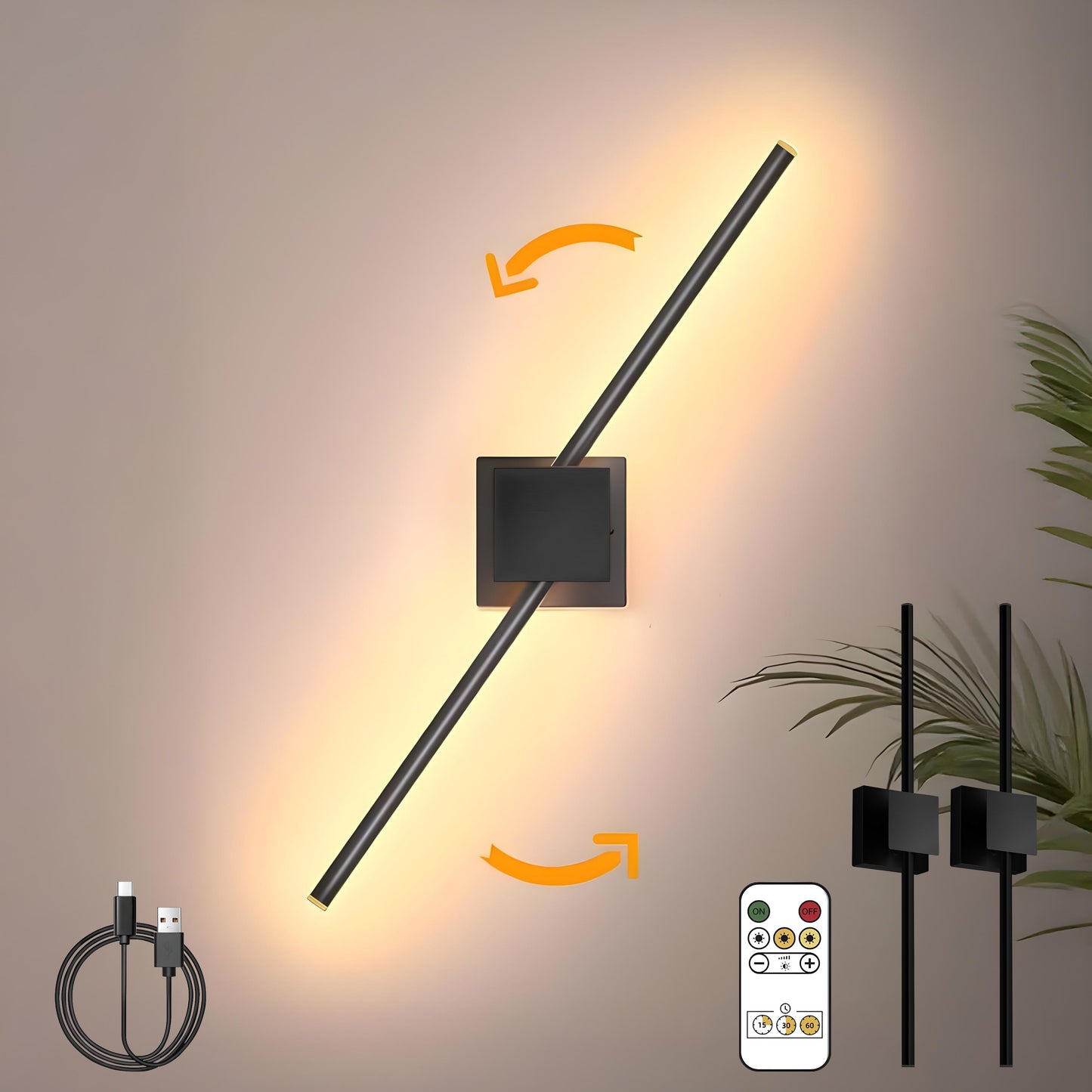 Angular Magnetic Charging Battery Operated Wall Sconce