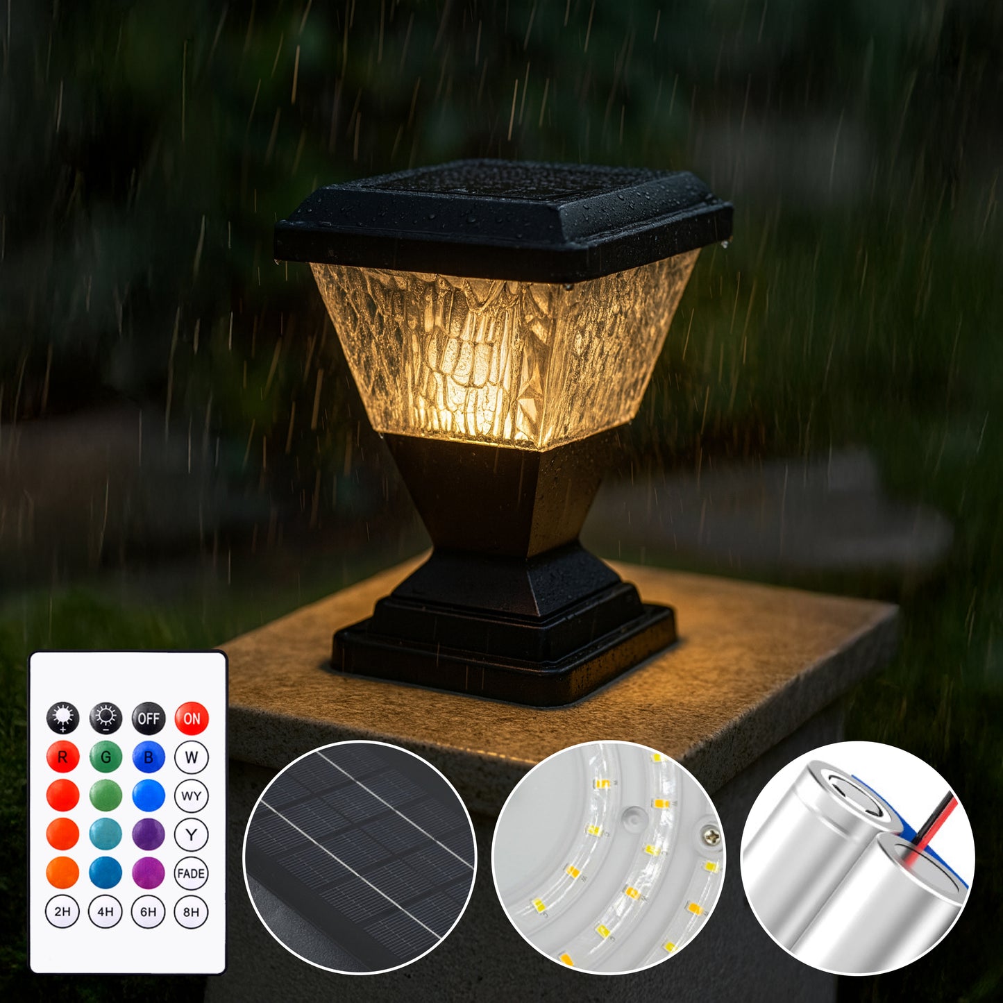 Facet Solar Powered Post Cap Light