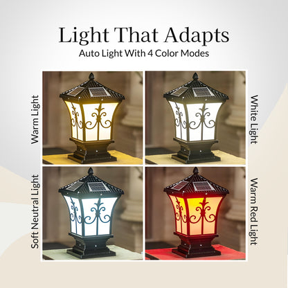 Vintage Scroll Solar Powered Post Light