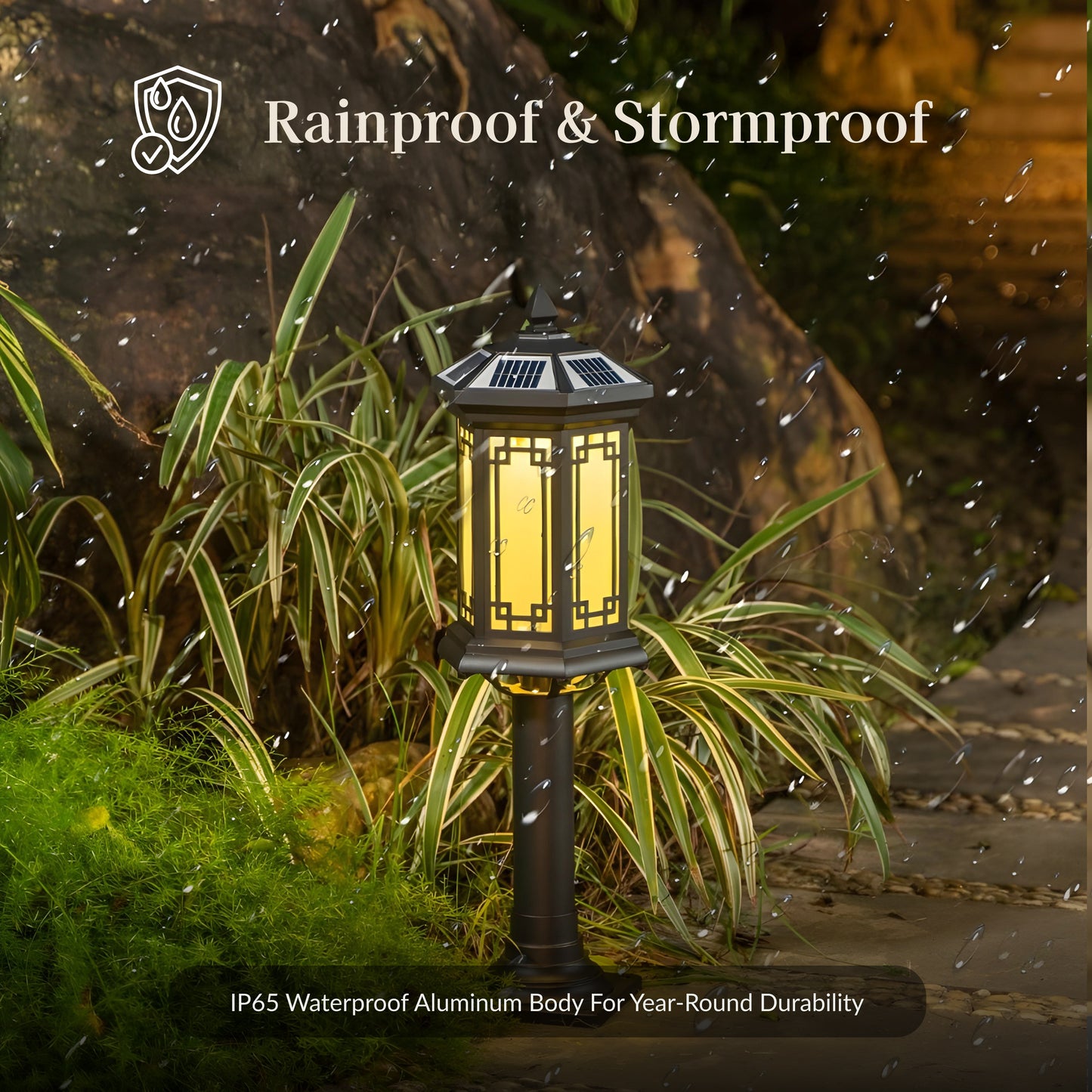 Hex Lantern Solar Powered Post Light