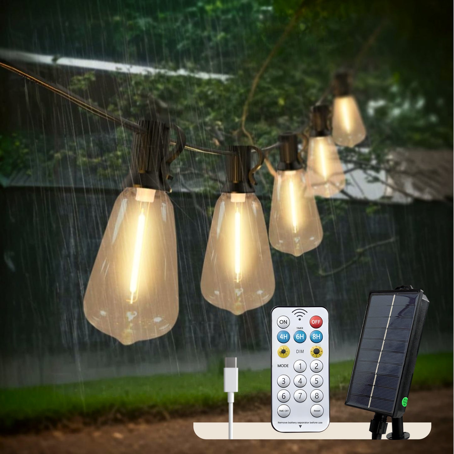 Teardrop Solar Powered Bistro String Lights