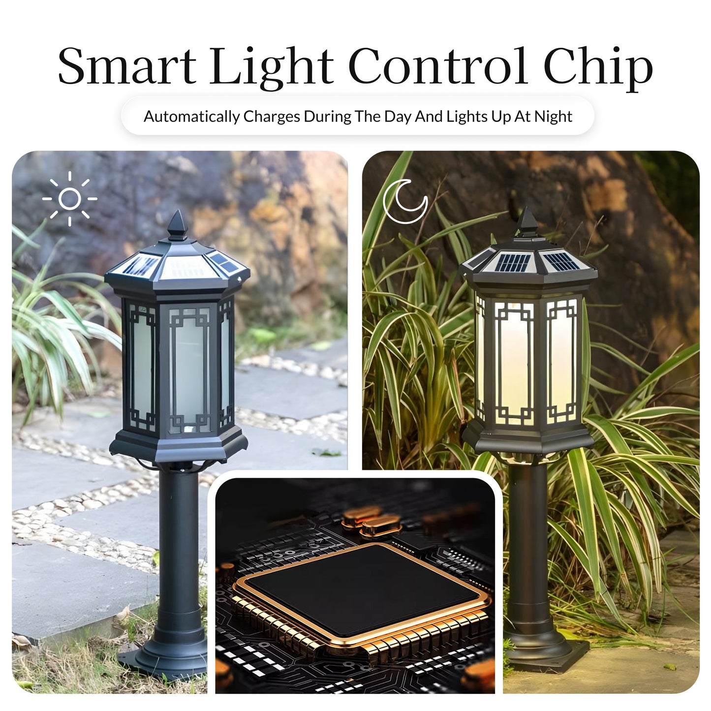 Hex Lantern Solar Powered Post Light
