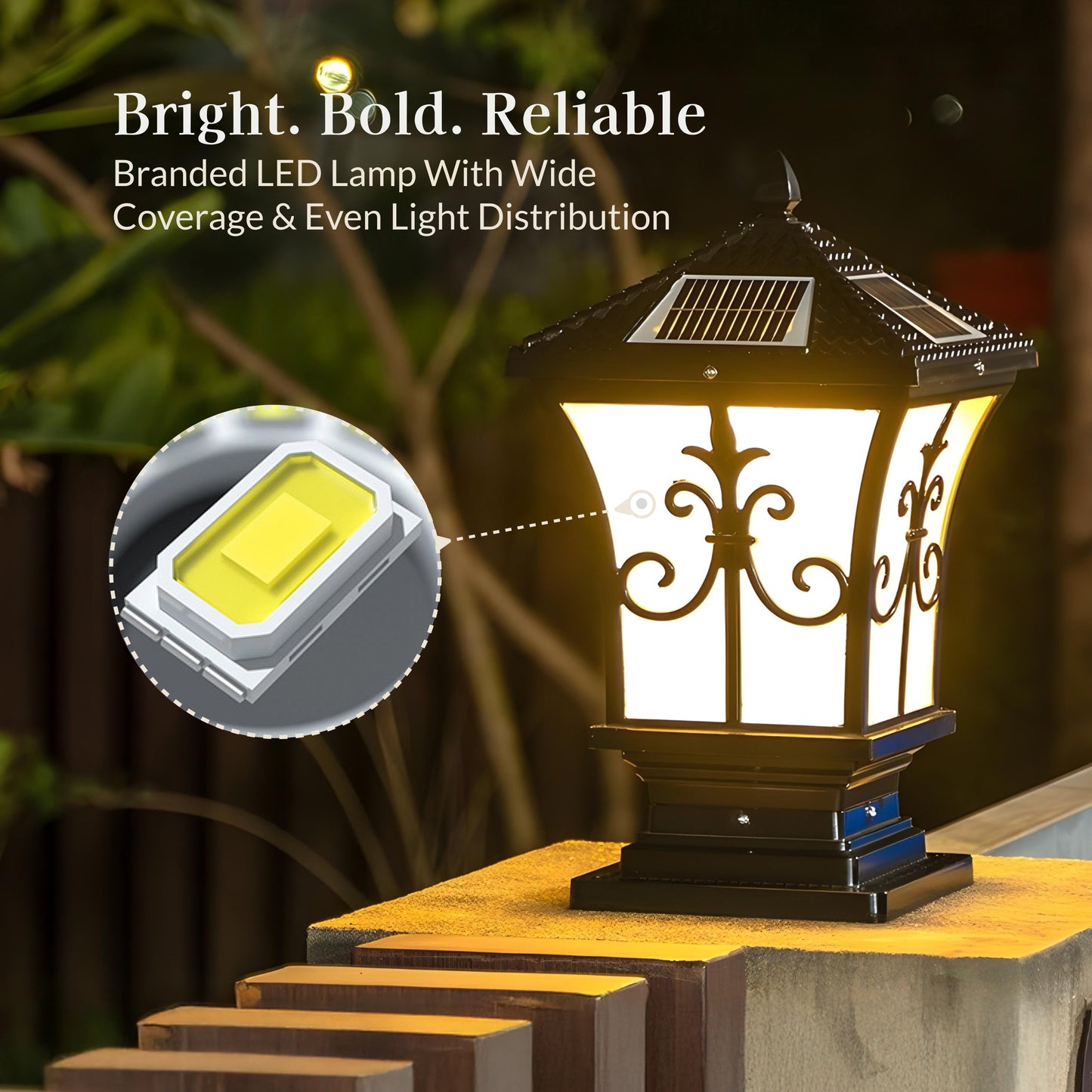 Vintage Scroll Solar Powered Post Light