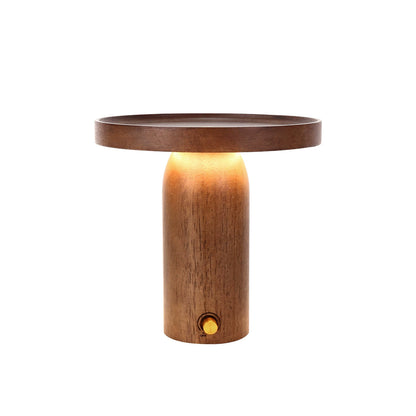 Walnut Cylinder Solid Wood Table Lamp