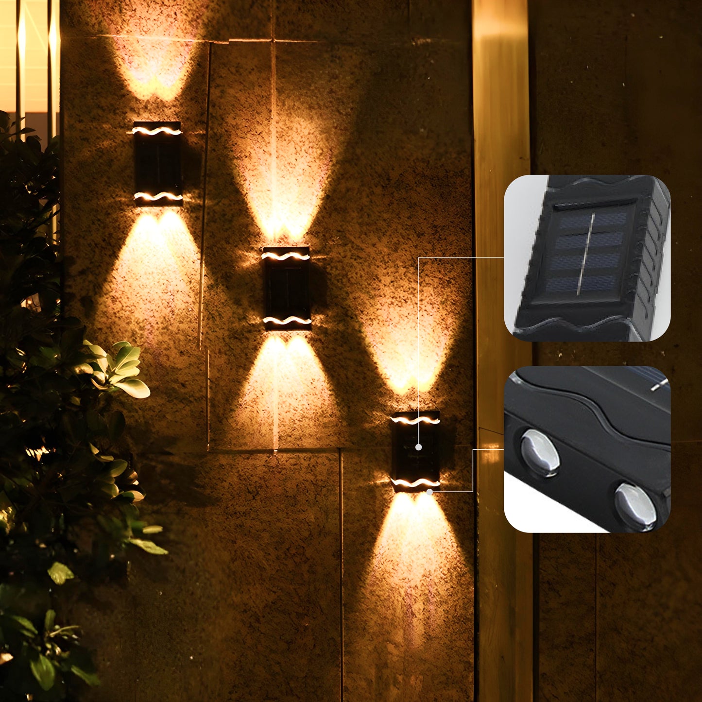 Waveform Solar Powered Wall Sconce