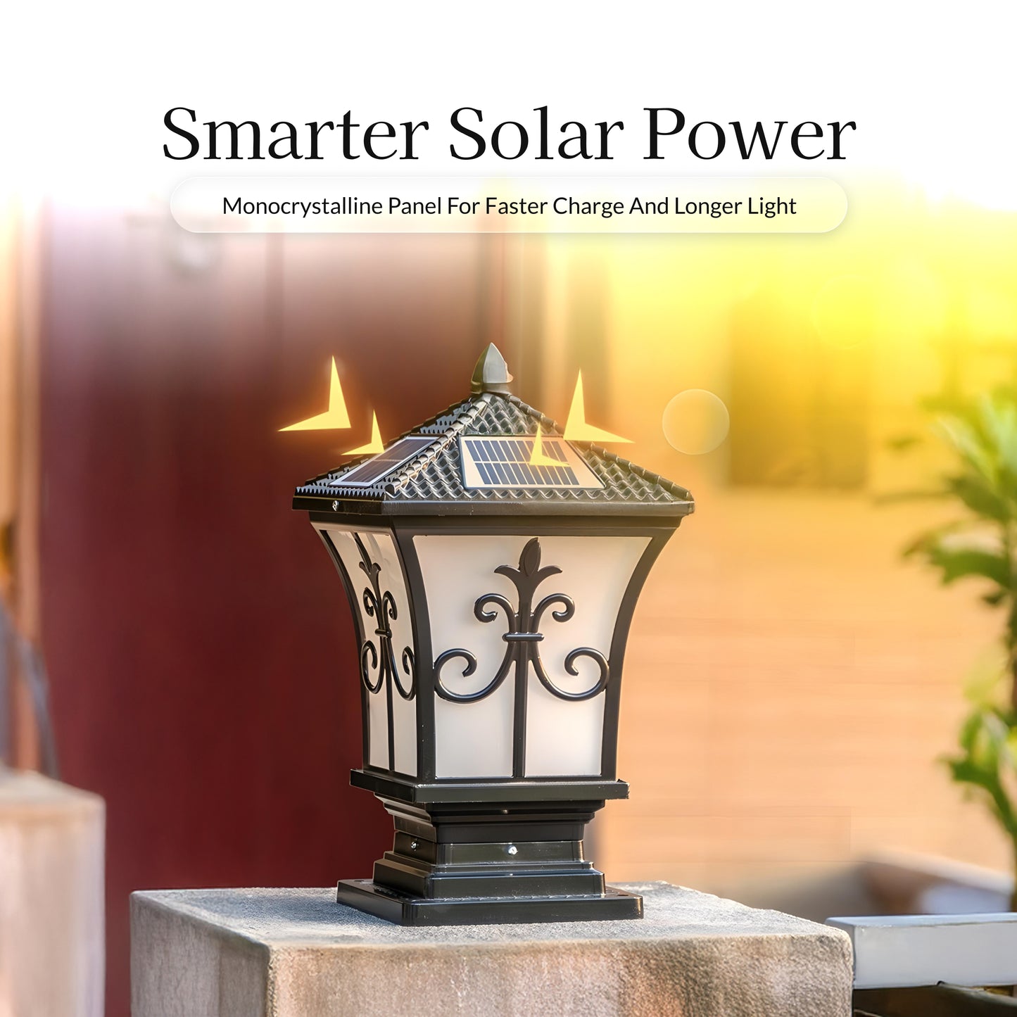 Vintage Scroll Solar Powered Post Light